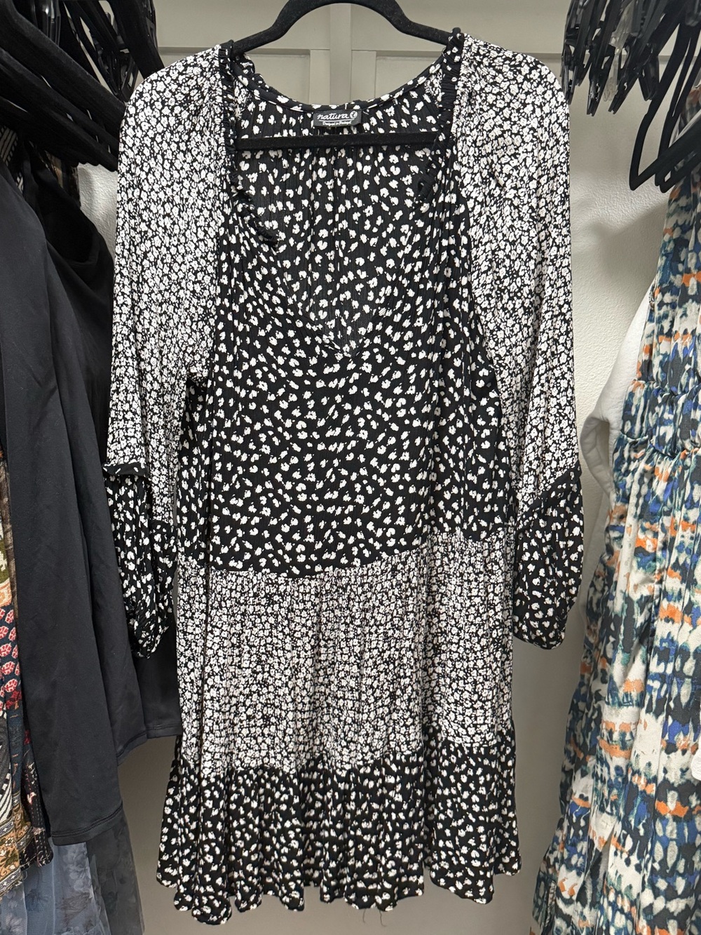 Black & White Floral Tiered Dress